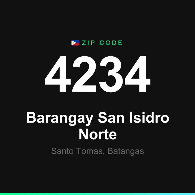Shareable ZIP code 4234 card for Barangay San Isidro Norte