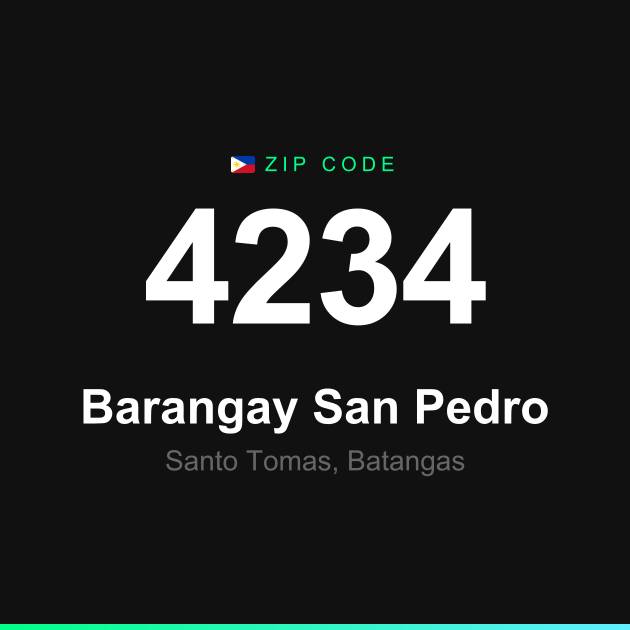 Shareable ZIP code 4234 card for Barangay San Pedro