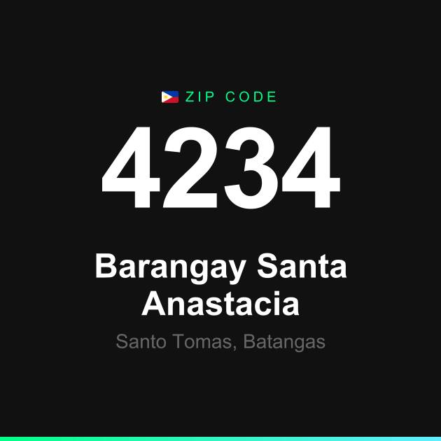 Shareable ZIP code 4234 card for Barangay Santa Anastacia