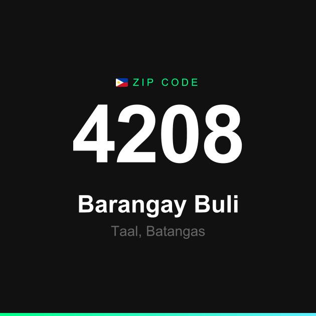 Shareable ZIP code 4208 card for Barangay Buli