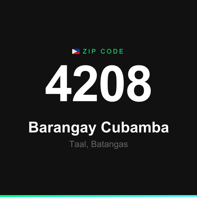 Shareable ZIP code 4208 card for Barangay Cubamba