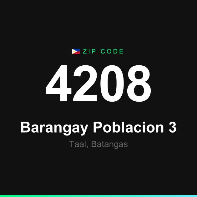 Shareable ZIP code 4208 card for Barangay Poblacion 3