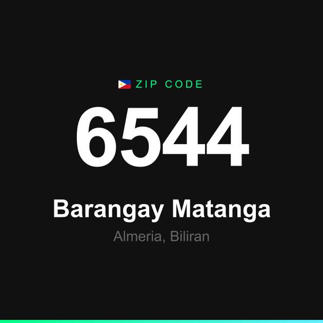 Shareable ZIP code 6544 card for Barangay Matanga