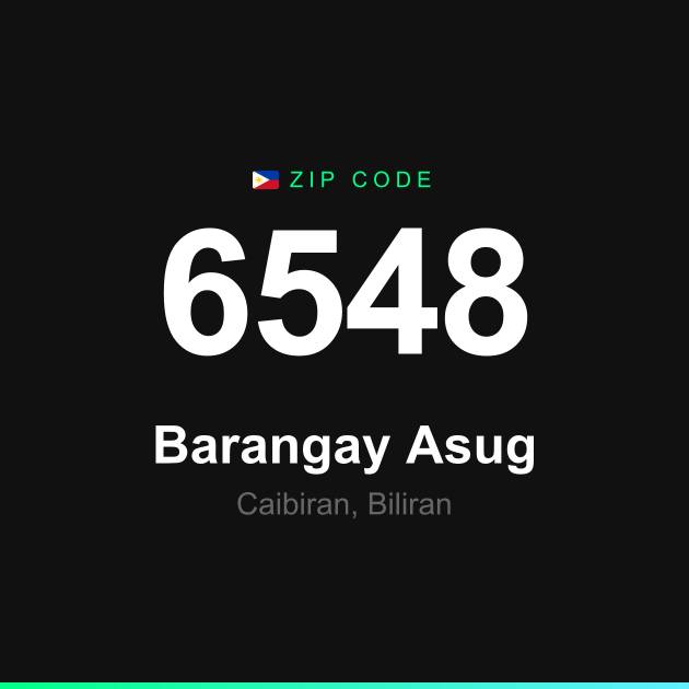 Shareable ZIP code 6548 card for Barangay Asug