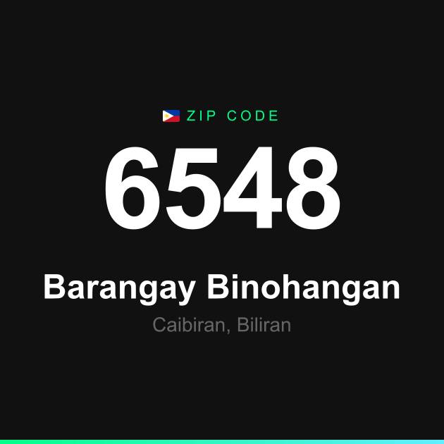 Shareable ZIP code 6548 card for Barangay Binohangan