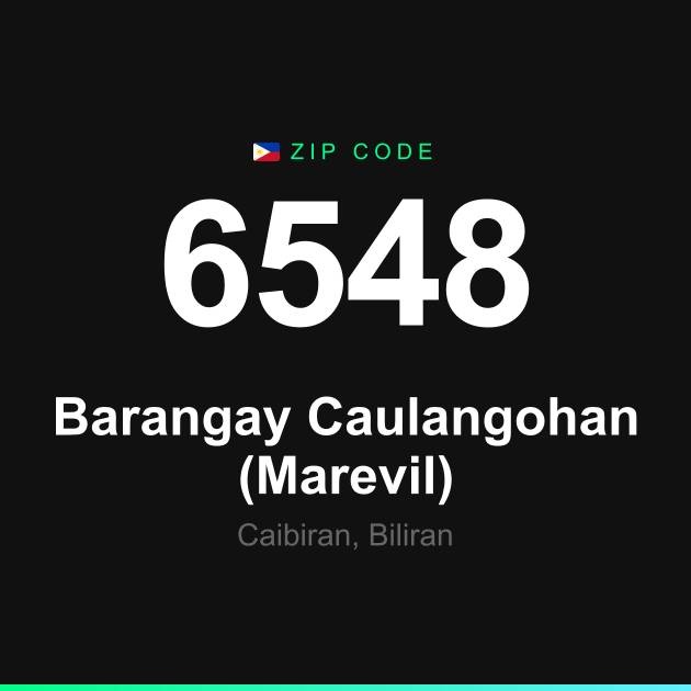 Shareable ZIP code 6548 card for Barangay Caulangohan (Marevil)