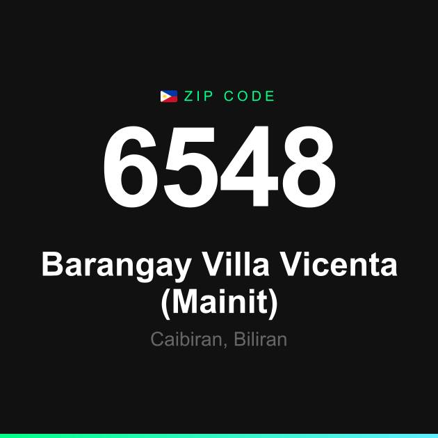 Shareable ZIP code 6548 card for Barangay Villa Vicenta (Mainit)