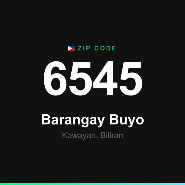 Shareable ZIP code 6545 card for Barangay Buyo