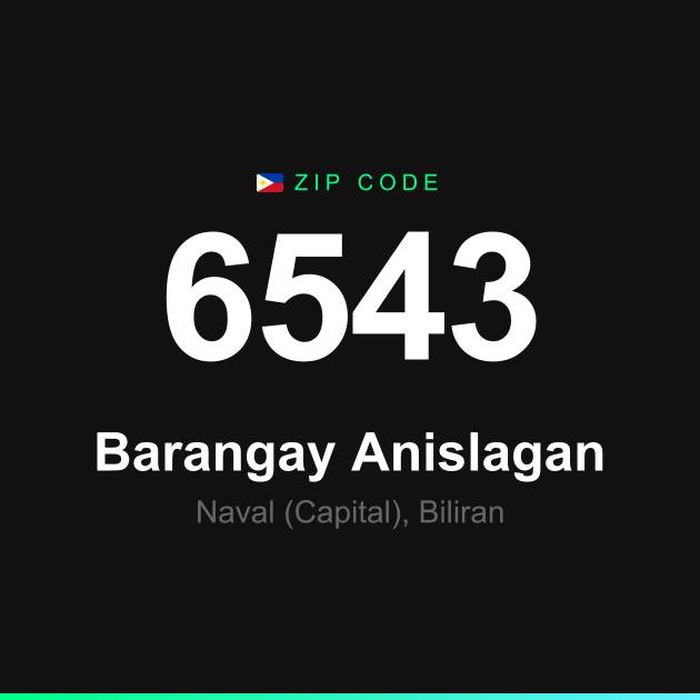 Shareable ZIP code 6543 card for Barangay Anislagan
