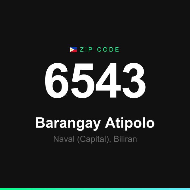 Shareable ZIP code 6543 card for Barangay Atipolo