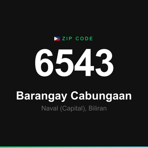 Shareable ZIP code 6543 card for Barangay Cabungaan