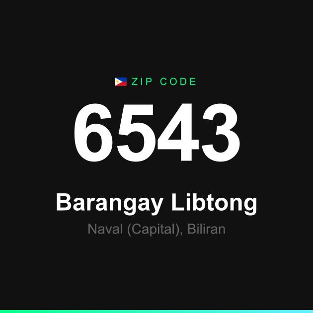 Shareable ZIP code 6543 card for Barangay Libtong