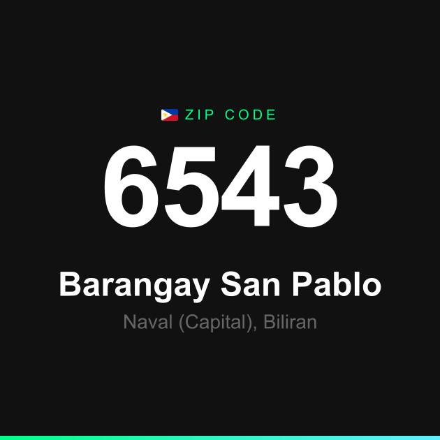 Shareable ZIP code 6543 card for Barangay San Pablo