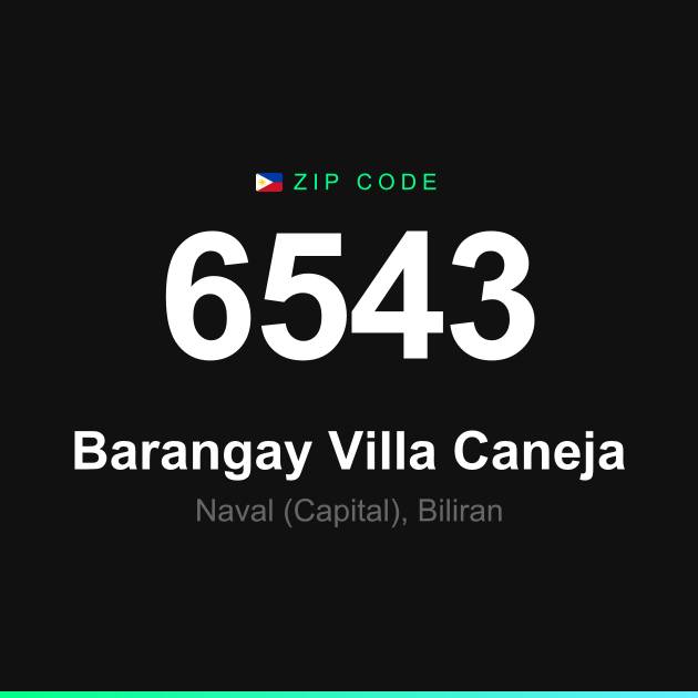 Shareable ZIP code 6543 card for Barangay Villa Caneja