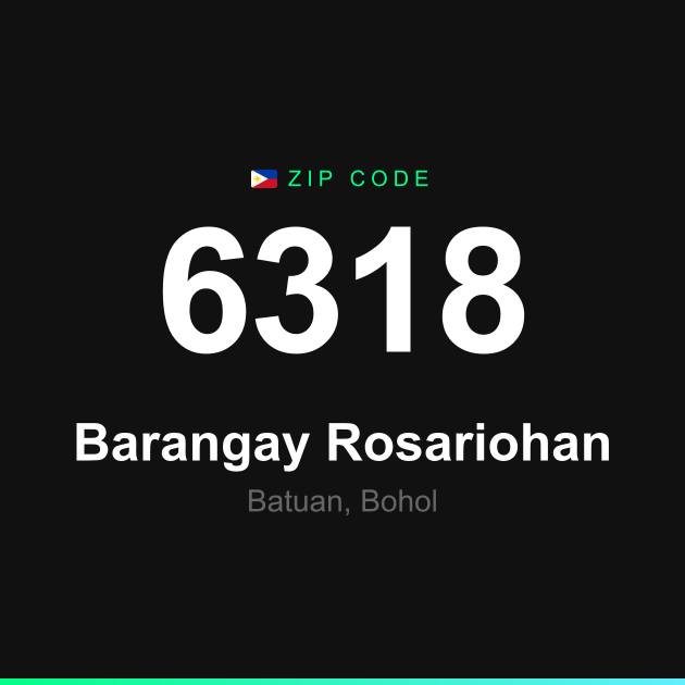 Shareable ZIP code 6318 card for Barangay Rosariohan