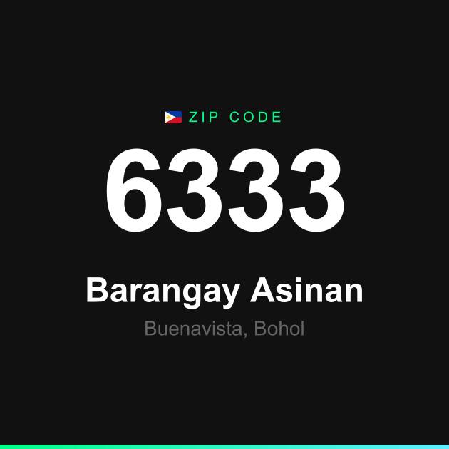 Shareable ZIP code 6333 card for Barangay Asinan