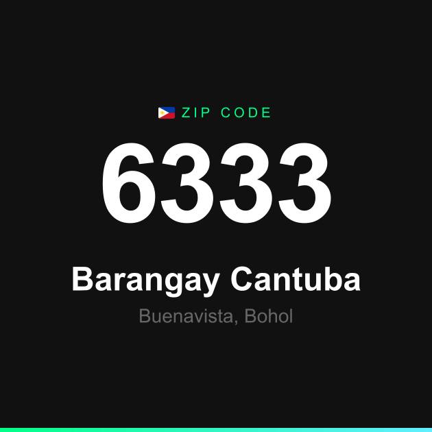 Shareable ZIP code 6333 card for Barangay Cantuba