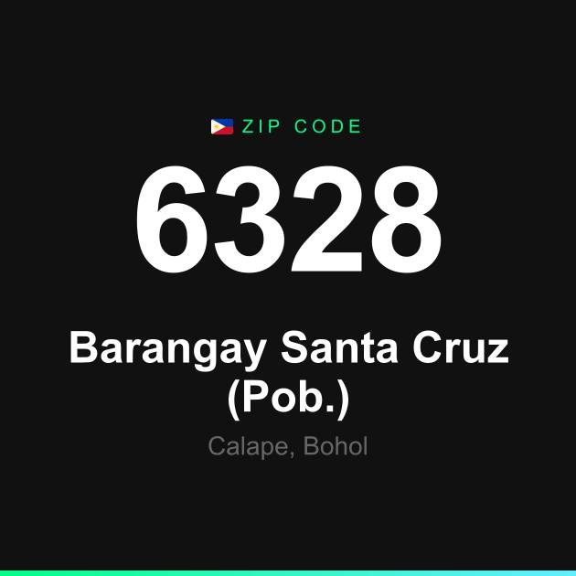 Shareable ZIP code 6328 card for Barangay Santa Cruz (Pob.)