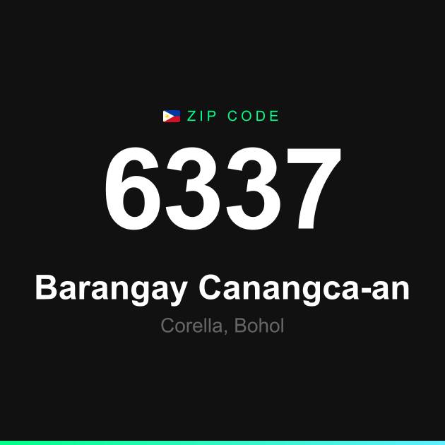Shareable ZIP code 6337 card for Barangay Canangca-an