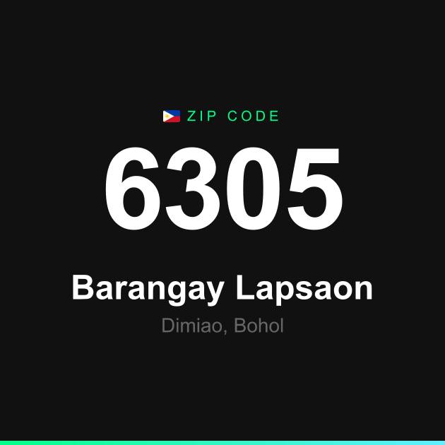 Shareable ZIP code 6305 card for Barangay Lapsaon