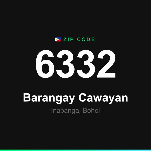 Shareable ZIP code 6332 card for Barangay Cawayan