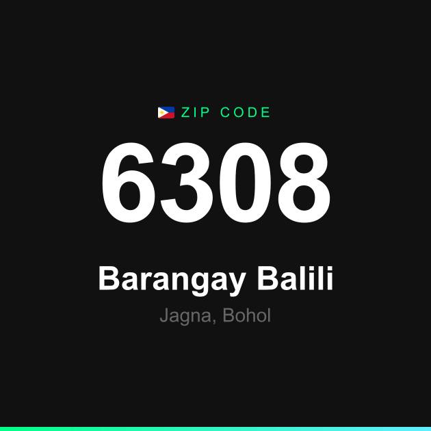 Shareable ZIP code 6308 card for Barangay Balili