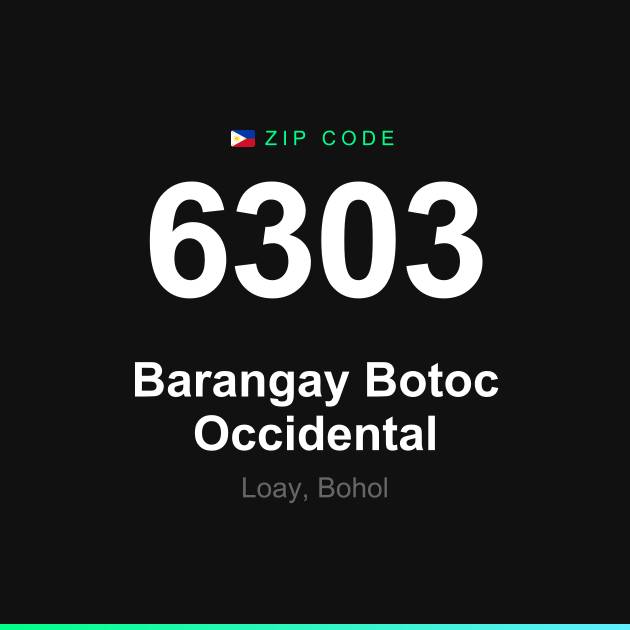 Shareable ZIP code 6303 card for Barangay Botoc Occidental
