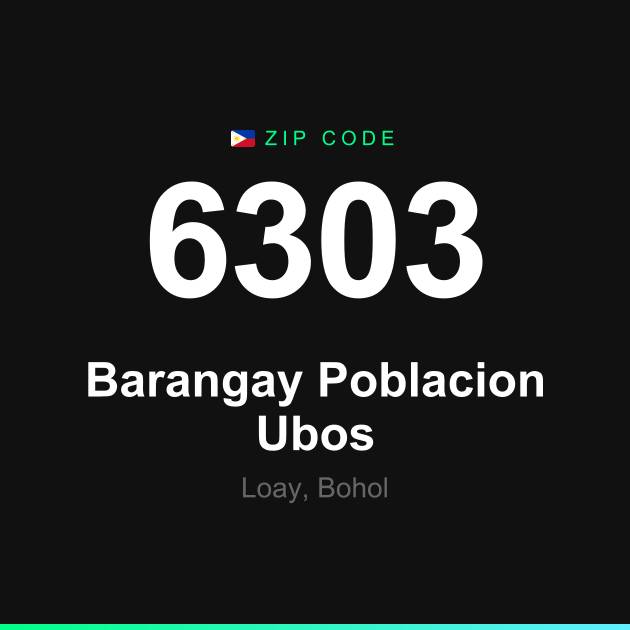 Shareable ZIP code 6303 card for Barangay Poblacion Ubos