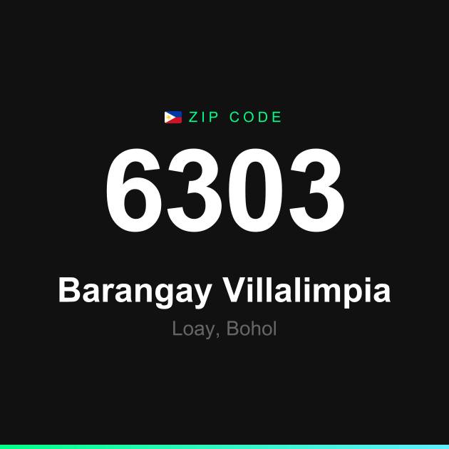 Shareable ZIP code 6303 card for Barangay Villalimpia