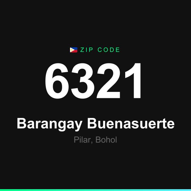 Shareable ZIP code 6321 card for Barangay Buenasuerte