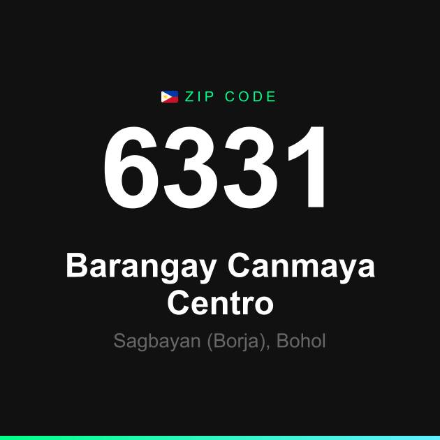 Shareable ZIP code 6331 card for Barangay Canmaya Centro