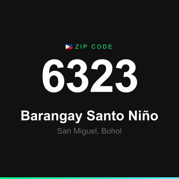 Shareable ZIP code 6323 card for Barangay Santo Niño