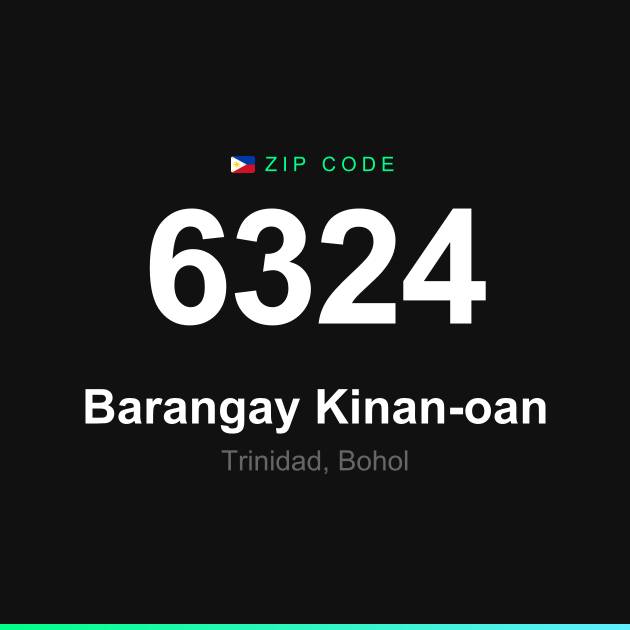 Shareable ZIP code 6324 card for Barangay Kinan-oan