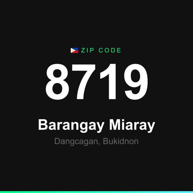 Shareable ZIP code 8719 card for Barangay Miaray