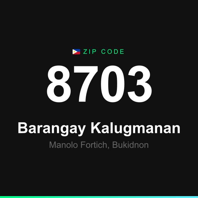 Shareable ZIP code 8703 card for Barangay Kalugmanan