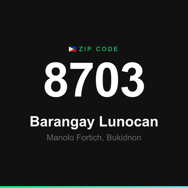 Shareable ZIP code 8703 card for Barangay Lunocan