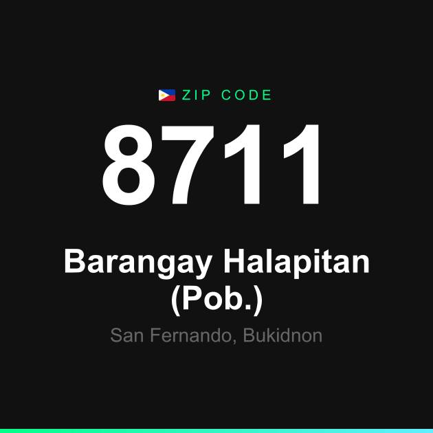 Shareable ZIP code 8711 card for Barangay Halapitan (Pob.)