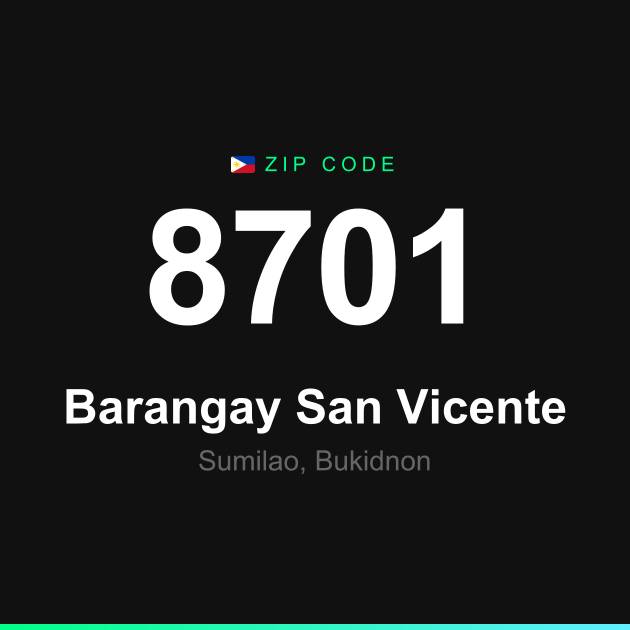 Shareable ZIP code 8701 card for Barangay San Vicente