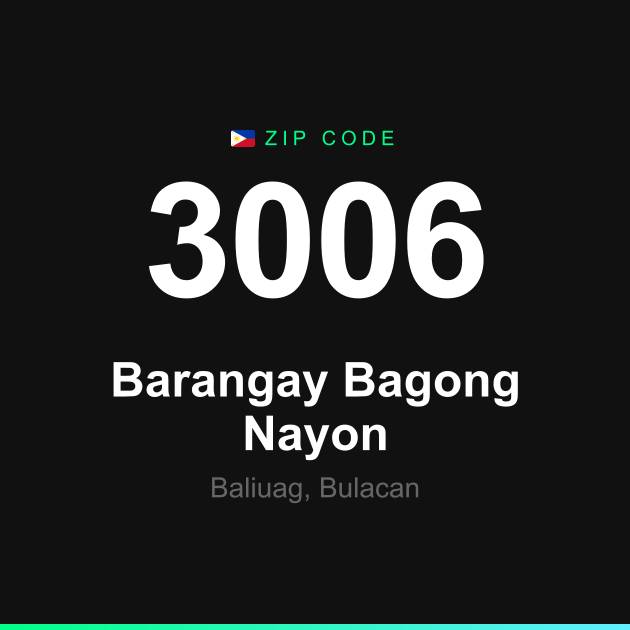 Shareable ZIP code 3006 card for Barangay Bagong Nayon