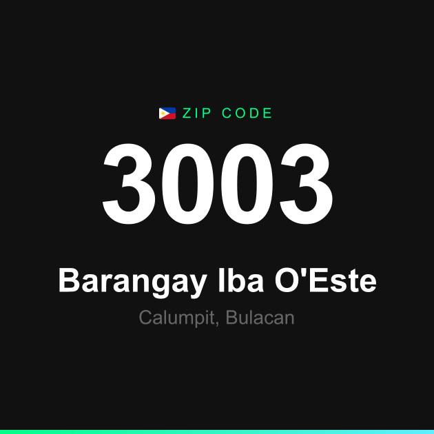 Shareable ZIP code 3003 card for Barangay Iba O'Este