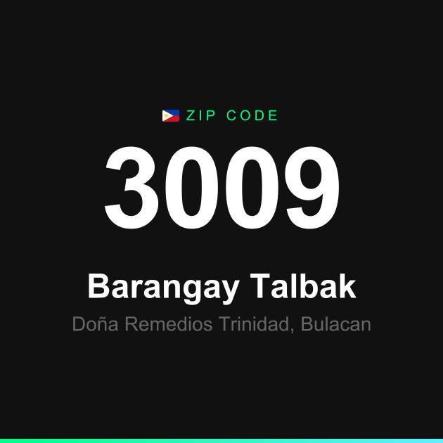 Shareable ZIP code 3009 card for Barangay Talbak