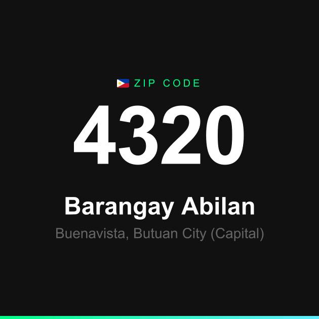 Shareable ZIP code 4320 card for Barangay Abilan