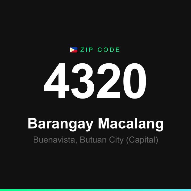 Shareable ZIP code 4320 card for Barangay Macalang