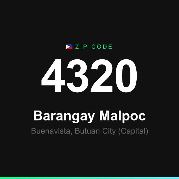 Shareable ZIP code 4320 card for Barangay Malpoc