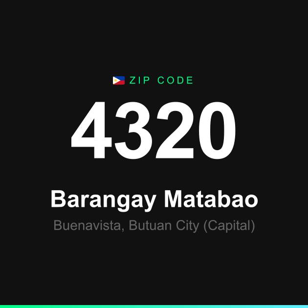 Shareable ZIP code 4320 card for Barangay Matabao
