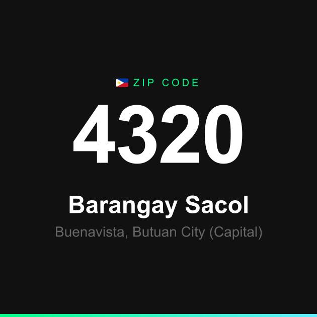 Shareable ZIP code 4320 card for Barangay Sacol