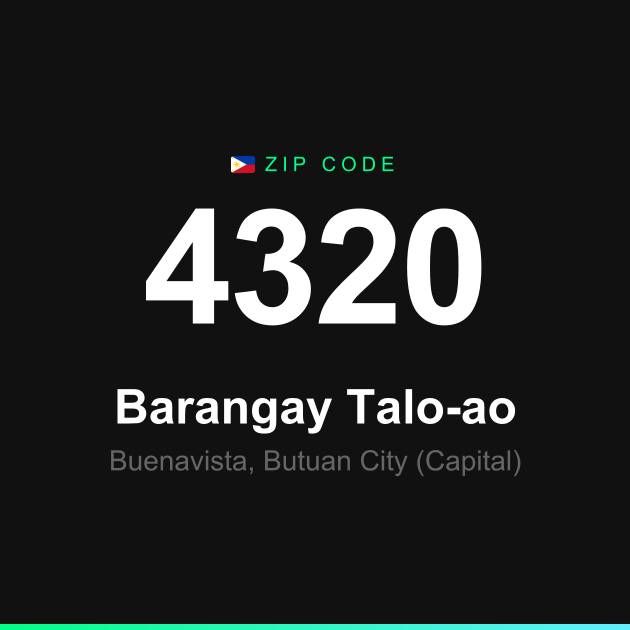 Shareable ZIP code 4320 card for Barangay Talo-ao
