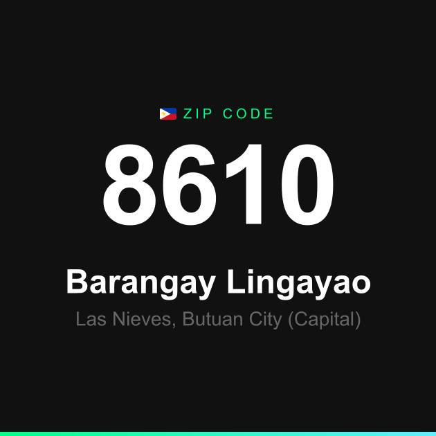 Shareable ZIP code 8610 card for Barangay Lingayao