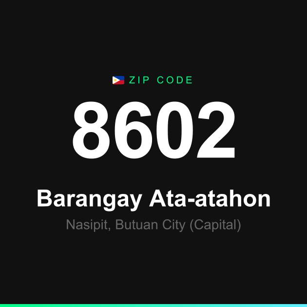 Shareable ZIP code 8602 card for Barangay Ata-atahon