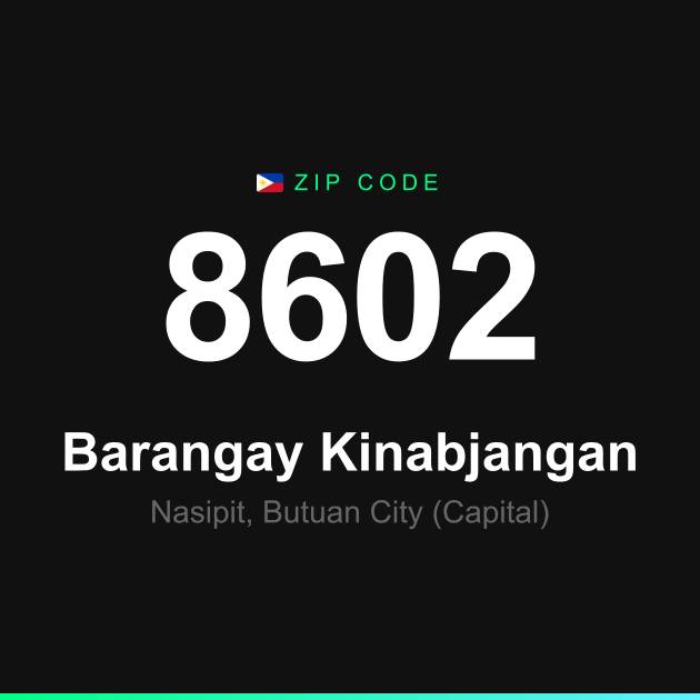 Shareable ZIP code 8602 card for Barangay Kinabjangan
